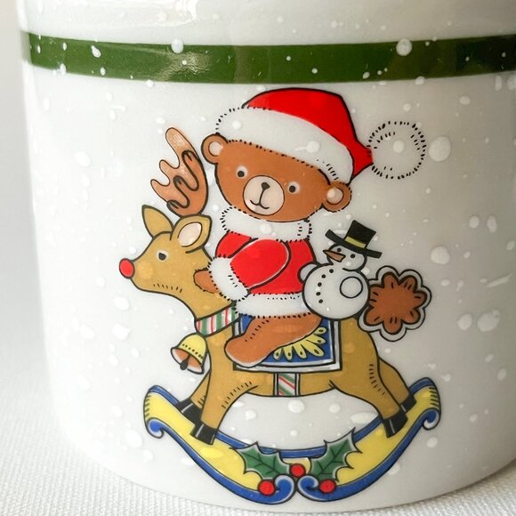 Mikasa Christmas Votive Candle Holder Set Teddy Bear Santa on Reindeer & Snowman - Picture 2 of 8